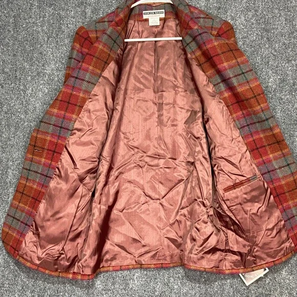 Vintage Jennifer Moore Blazer Women's Medium Multi-Color Plaid Wool Blend Jacket - Picture 4 of 11
